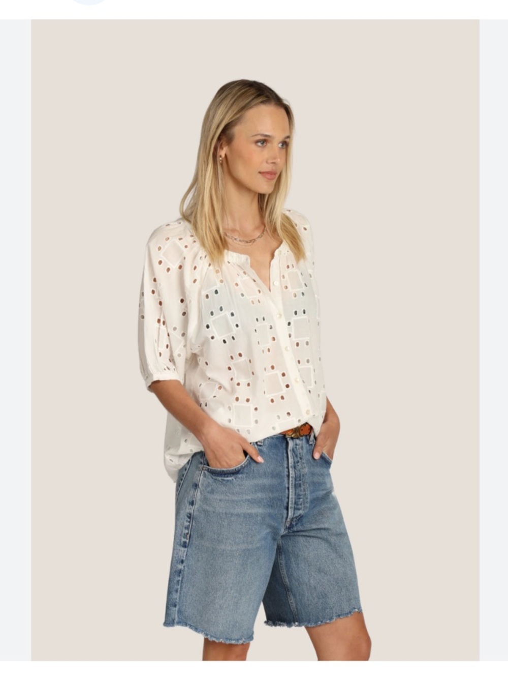 ANTHROPOLOGIE Dylan White Eyelet Caspia Blouse size small